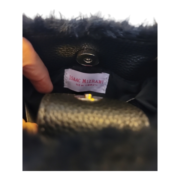 Isaac Mizrahi purse small faux fur black goth whimsigoth witchy rocker - Picture 3 of 8